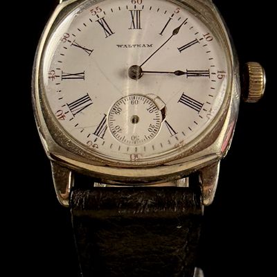 Sale Photo Thumbnail #44: Waltham 15 Jewel Cushion Case Manual Wind Wristwatch with Porcelain Dial