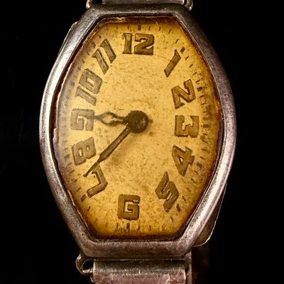 Sale Photo Thumbnail #147: Paul Vermot Art Deco Sterling Silver Tonneau Form Ladies Wristwatch