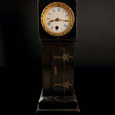 Sale Photo Thumbnail #182: French Ebonized Wood Miniature Longcase Shelf Clock
