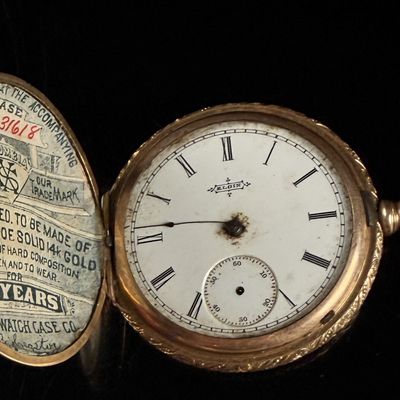 Sale Photo Thumbnail #80: Elgin National Watch Co Grade 181 Gold-Filled Hunting Case Pocket Watch Size 6s Does Not Run