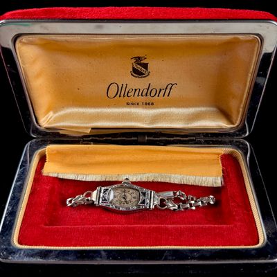 Sale Photo Thumbnail #61: Ollendorff Art Deco Lady's Filigree Wristwatch with Original Inner and Outer Boxes
