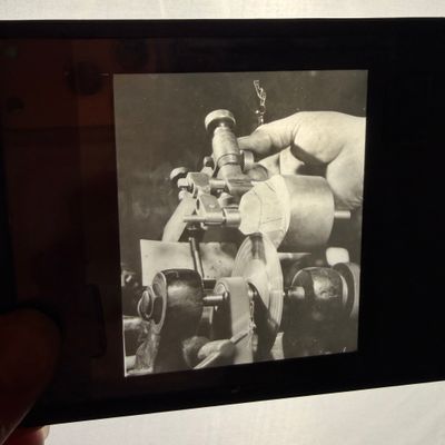 Sale Photo Thumbnail #196: Six Vintage Glass Lantern Slides Depicting Diamond Cutting and Famous Gemstones