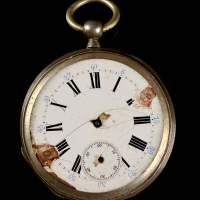 Sale Photo Thumbnail #74: Antique Swiss Open Face Silver Pocket Watch