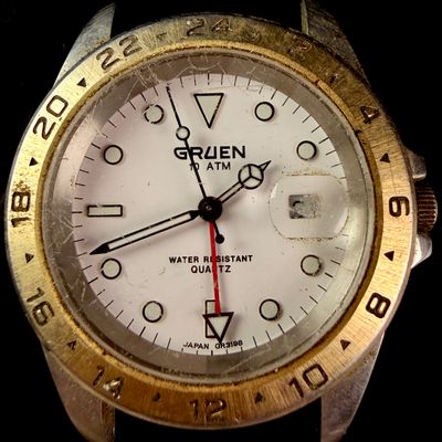 Sale Photo Thumbnail #109: Gruen 321-6M17 Explorer II Style GMT Quartz Diver Wristwatch Head