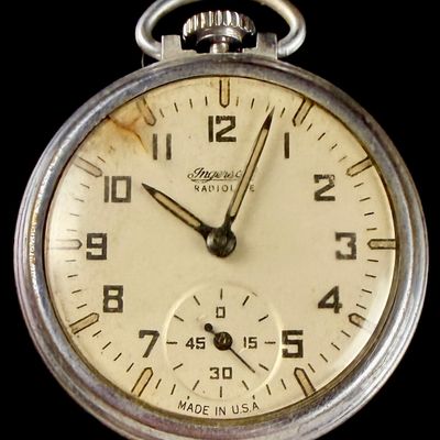 Sale Photo Thumbnail #62: Ingersoll Yankee Radiolite Nickel Plated Pocket Watch