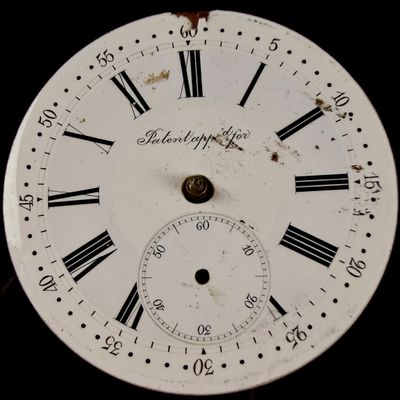 Sale Photo Thumbnail #39: Alcide Droz and Cie St-Imier Swiss Pocket Watch Movement and Enamel Dial