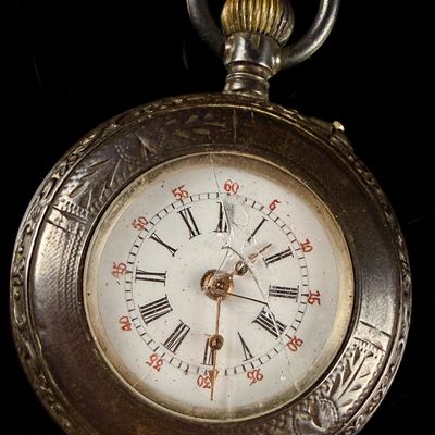 Sale Photo Thumbnail #83: Antique Swiss 0.800 Silver and Galonne Open Face Pocket Watch