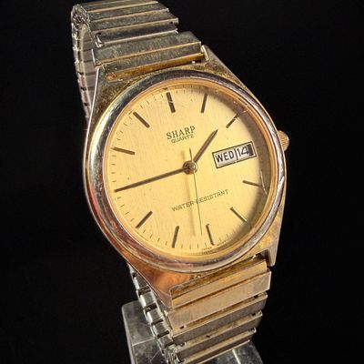 Sale Photo Thumbnail #133: Sharp Quartz Day-Date Dress Watch with Two-Tone Expansion Bracelet
