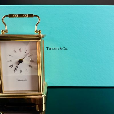 Sale Photo Thumbnail #154: Tiffany & Co. Brass Quartz Carriage Clock with Presentation Box