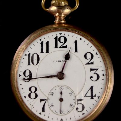 Sale Photo Thumbnail #77: Illinois 16-Size Gold-Filled Open-Face Pocket Watch