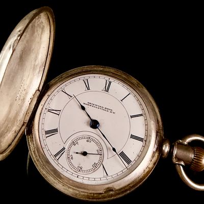 Sale Photo Thumbnail #203: Columbus Watch Co. Coin Silver 18s Hunting Case Pocket Watch Retailer Griswold Bros
