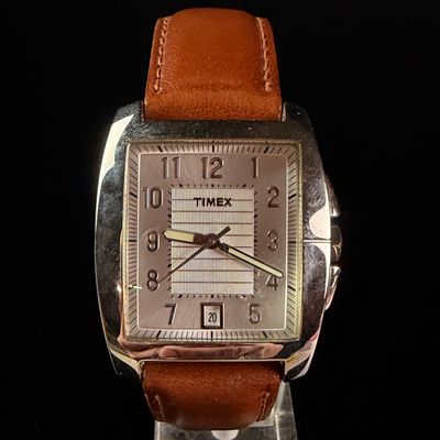 Sale Photo Thumbnail #197: Timex Men's Model T29371 Rectangular Silver Tone Dial Quartz Wristwatch