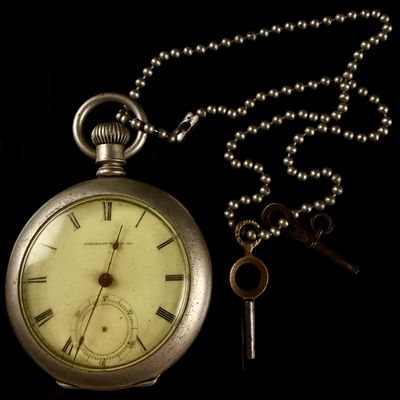 Sale Photo Thumbnail #58: Waltham American Watch Co P.S. Bartlett 18-Size Pocket Watch with Bead Chain and Keys