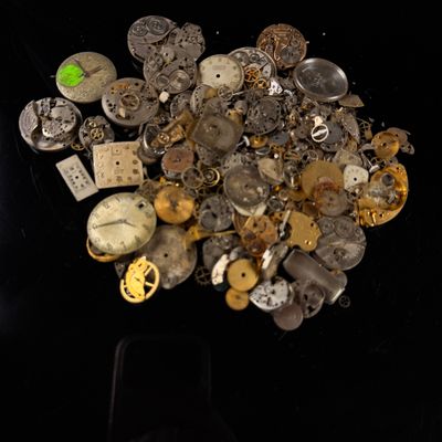 Sale Photo Thumbnail #96: An Assortment of Vintage Mechanical Watch Movements and Parts Including Elgin, Gruen, and Bulova