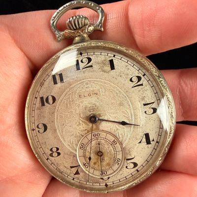 Sale Photo Thumbnail #86: Elgin National Watch Co. 17 Jewel Adjusted 12 Size Open Face Pocket Watch, Does Not Run