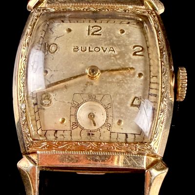 Sale Photo Thumbnail #64: Vintage Bulova Cadet Men's Manual Wind Tank Watch in 10K Rolled Gold Plate
