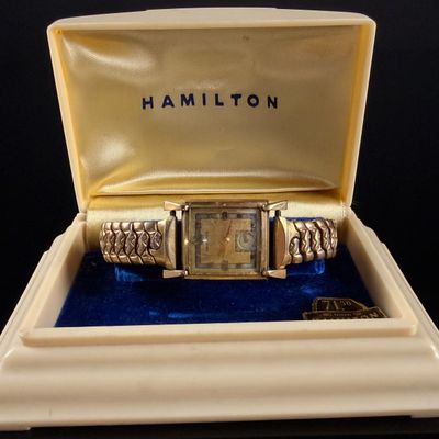 Sale Photo Thumbnail #37: Vintage Hamilton Caliber 752 10K Gold Filled Tank Style Watch with Box and Papers 26mm