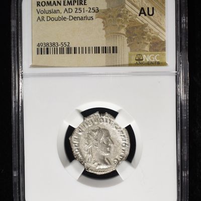 Sale Photo Thumbnail #199: VOLUSIAN, AD 251-253 AR DOUBLE-DENARIUS NGC AU