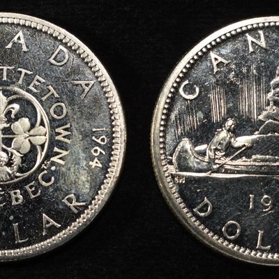 Sale Photo Thumbnail #121: (2)80% SILVER CANADIAN DOLLARS