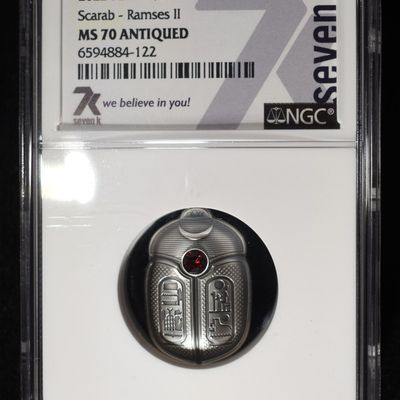 Sale Photo Thumbnail #22: 2022 PALAU SILVER SCARAB RAMSES II NGC MS-70