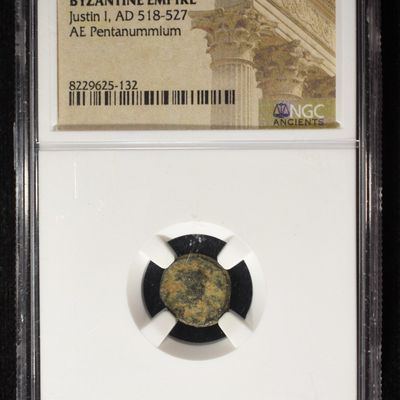 Sale Photo Thumbnail #204: JUSTIN I, AD 518-527, AE PENTANUMMIUM NGC