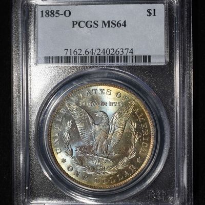 Sale Photo Thumbnail #168: 1885-O MORGAN DOLLAR PCGS MS-64 COLOR!