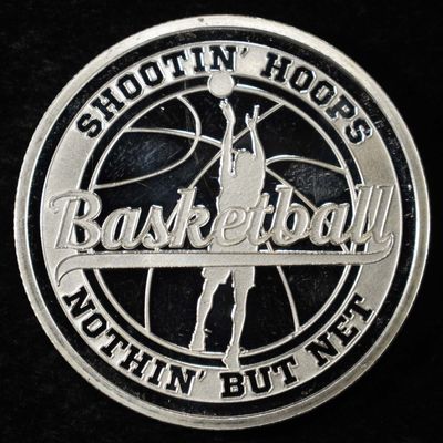 Sale Photo Thumbnail #407: BASKETBALL 1 OZ .999 SILVER ROUND