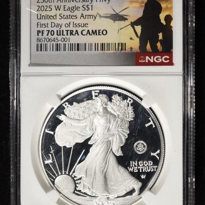 Sale Photo Thumbnail #20: 2025 W AMERICAN SILVER EAGLE PF 70 ULTRA CAMEO NGC