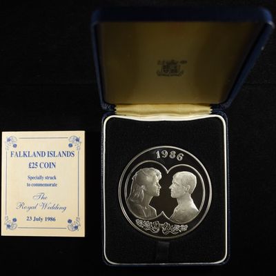 Sale Photo Thumbnail #234: 1986 25 POUND FALKLAND ISLANDS 92.5% SILVER