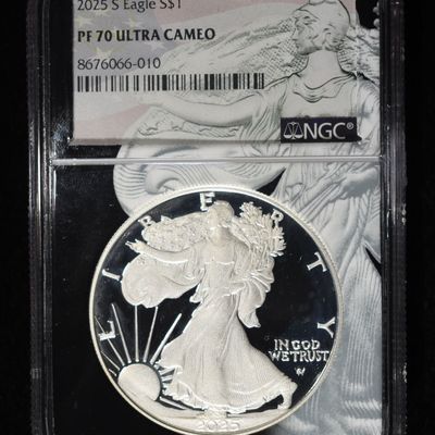 Sale Photo Thumbnail #186: 2025-S AMERICAN SILVER EAGLE NGC PF70 ULTRA CAMEO