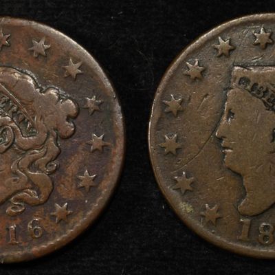 Sale Photo Thumbnail #359: 1816 & 1817 LARGE CENTS G/VG