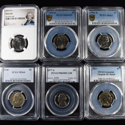 Sale Photo Thumbnail #150: (5) JEFFERSON NICKELS & (1) BUFFALO NICKEL