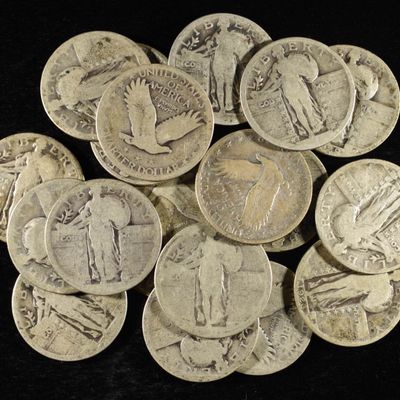 Sale Photo Thumbnail #132: (20) STANDING LIBERTY QUARTERS