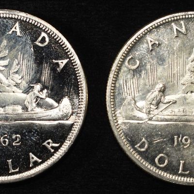 Sale Photo Thumbnail #120: (2)80% SILVER CANADIAN DOLLARS