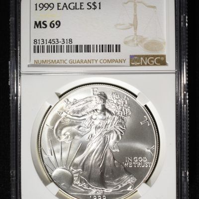 Sale Photo Thumbnail #383: 1999 AMERICAN SILVER EAGLE NGC MS69