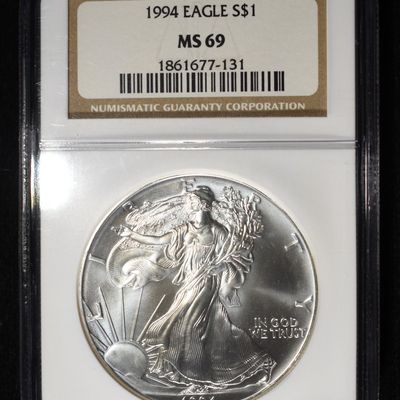 Sale Photo Thumbnail #11: 1994 AMERICAN SILVER EAGLE NGC MS69