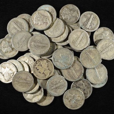 Sale Photo Thumbnail #345: (50) MERCURY DIMES