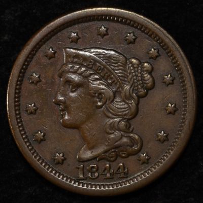 Sale Photo Thumbnail #28: 1844 LARGE CENT AU REV. DAMAGE