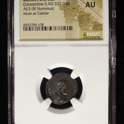 Sale Photo Thumbnail #202: AD 337-340 CONSTANTINE II AE3 (BI NUMMUS) NGC AU