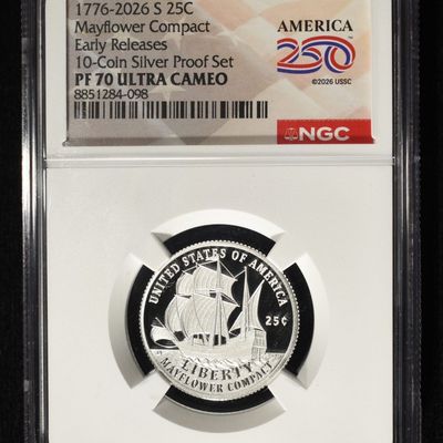 Sale Photo Thumbnail #2: 1776-2026-S MAYFLOWER QUARTER NGC PF70 UCAM SILVER