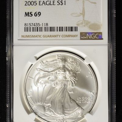 Sale Photo Thumbnail #388: 2005 AMERICAN SILVER EAGLE NGC MS69