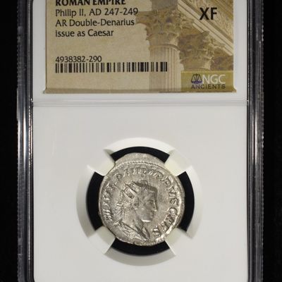 Sale Photo Thumbnail #198: AD 247-249 PHILIP II AR DOUBLE-DENARIUS NGC XF