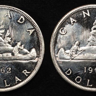Sale Photo Thumbnail #119: (2)80% SILVER CANADIAN DOLLARS