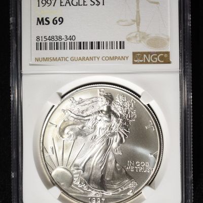 Sale Photo Thumbnail #381: 1997 AMERICAN SILVER EAGLE NGC MS69