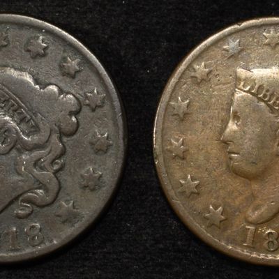 Sale Photo Thumbnail #360: 1818 & 1819 LARGE CENTS VG