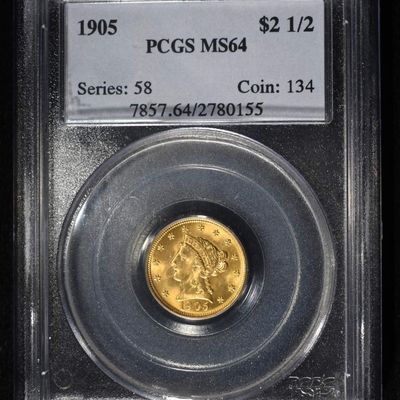 Sale Photo Thumbnail #443: 1905 $2.5 GOLD LIBERTY PCGS MS-64