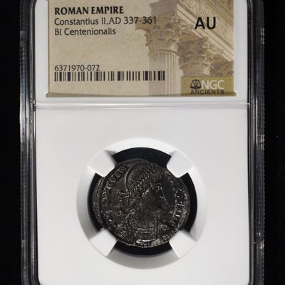 Sale Photo Thumbnail #203: CONSTANTIUS II, AD 337-361 BI CENTENIONALIS NGC AU