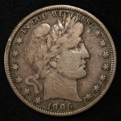 Sale Photo Thumbnail #54: 1906 BARBER HALF DOLLAR VF/XF