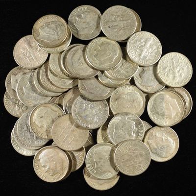 Sale Photo Thumbnail #131: (50) ROOSEVELT DIMES 90% SILVER