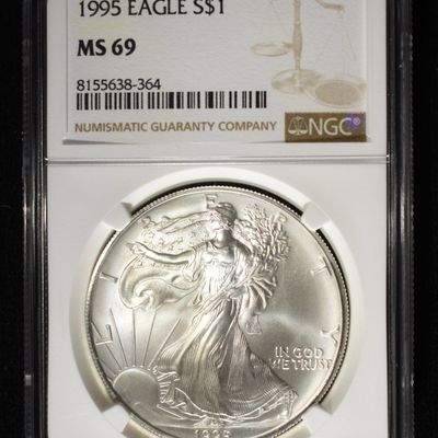 Sale Photo Thumbnail #12: 1995 AMERICAN SILVER EAGLE NGC MS69